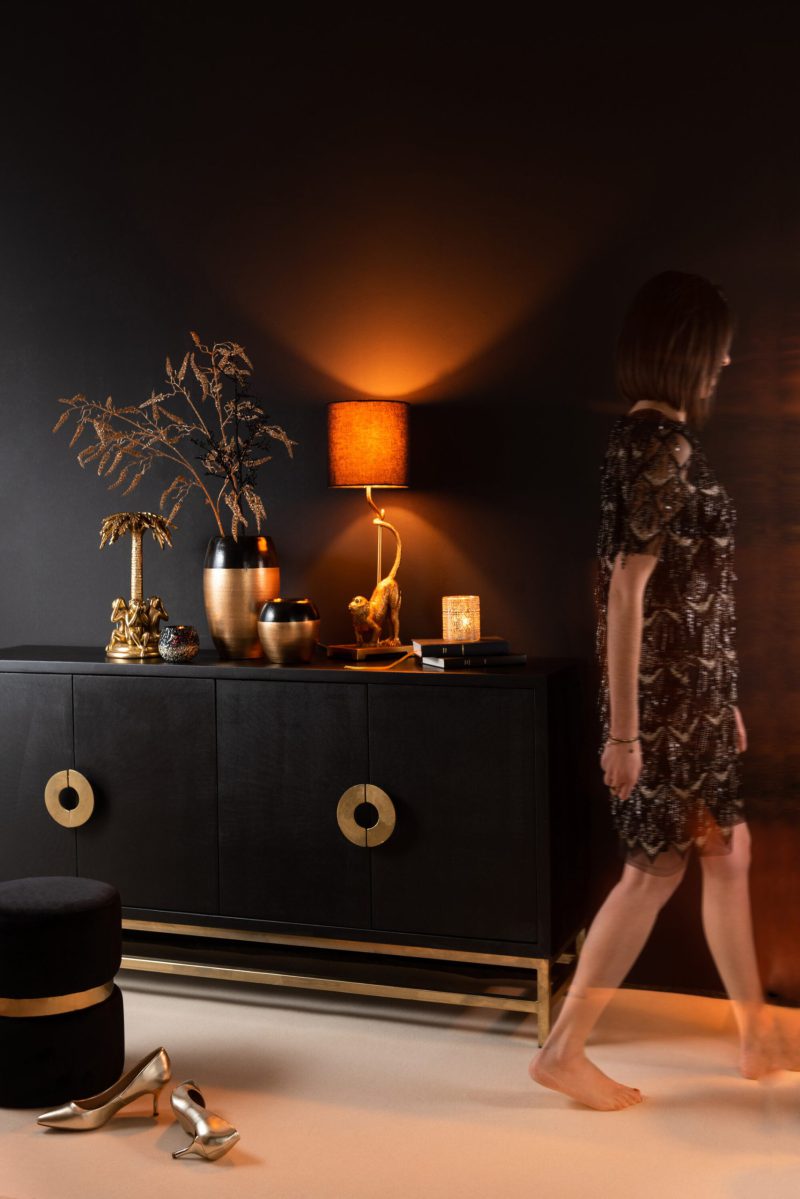 Moderne goud met zwarte tafellamp aap Jolipa Ape poly - Afbeelding 3