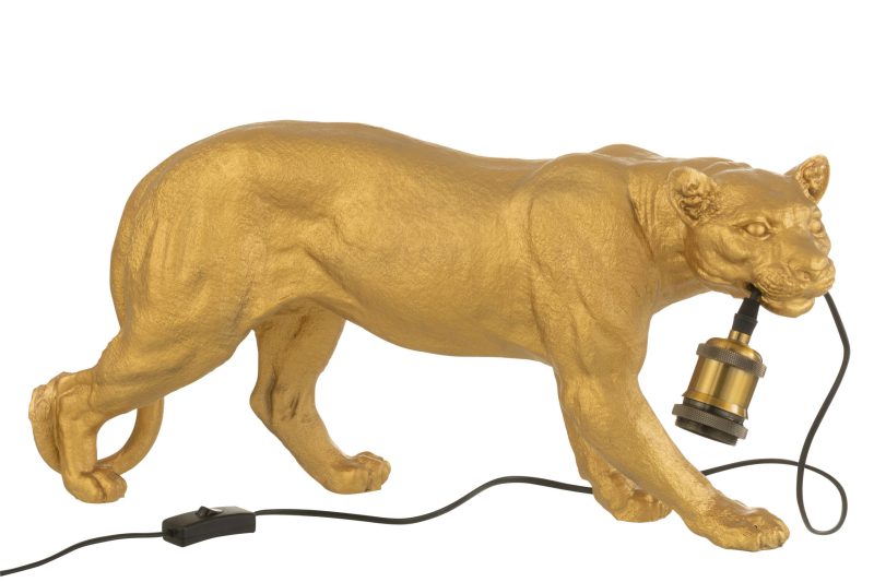 Moderne gouden poema tafellamp Jolipa Puma resin - Afbeelding 5