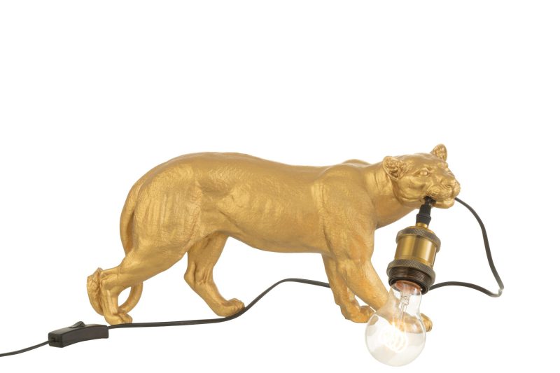 Moderne gouden tafellamp poema Jolipa Puma resin - Afbeelding 3