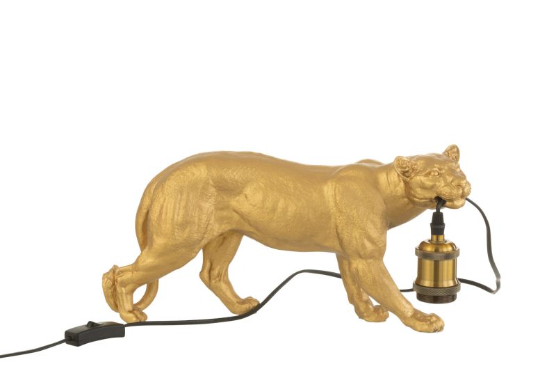 Moderne gouden tafellamp poema Jolipa Puma resin - Afbeelding 5