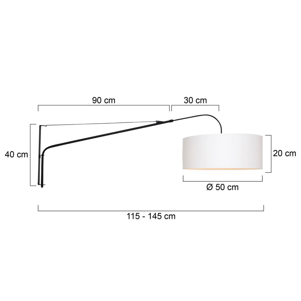 Moderne lange wandlamp met witte kap Steinhauer Elegant classy - Afbeelding 6
