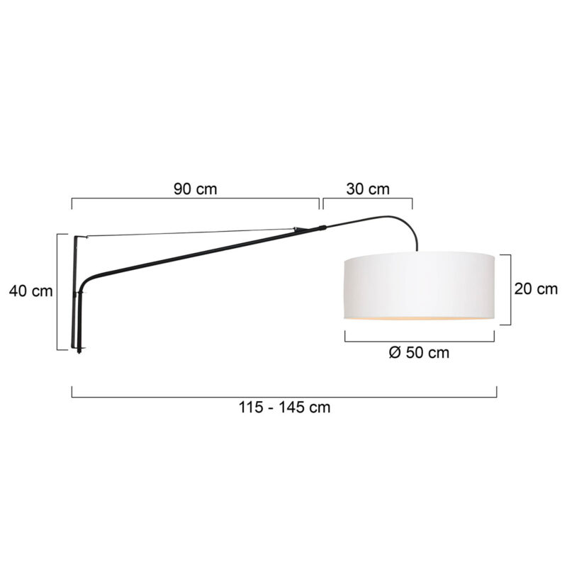 Moderne lange wandlamp met witte kap Steinhauer Elegant classy - Afbeelding 6