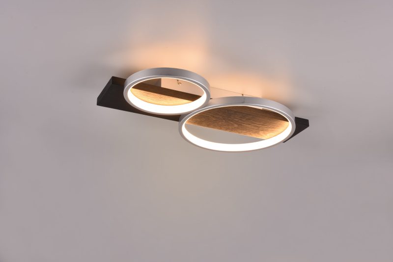 Moderne plafondlamp zilver met hout Medera - Afbeelding 3