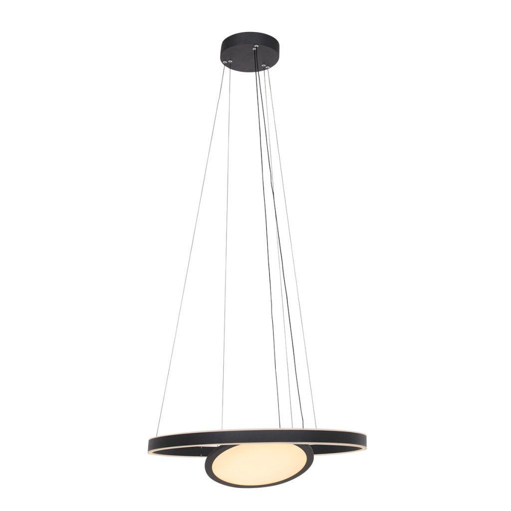 Moderne zwarte metalen hanglamp Steinhauer Ringlux - Afbeelding 2