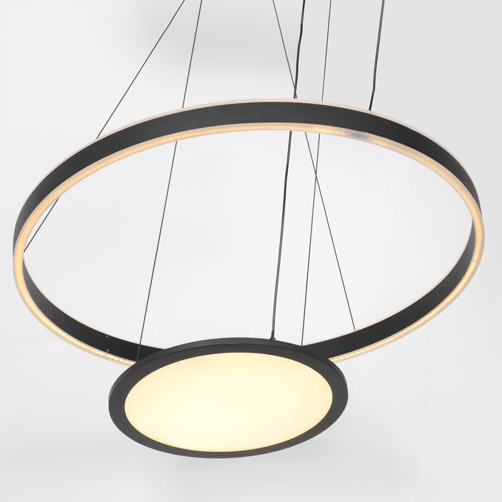 Moderne zwarte metalen hanglamp Steinhauer Ringlux - Afbeelding 11
