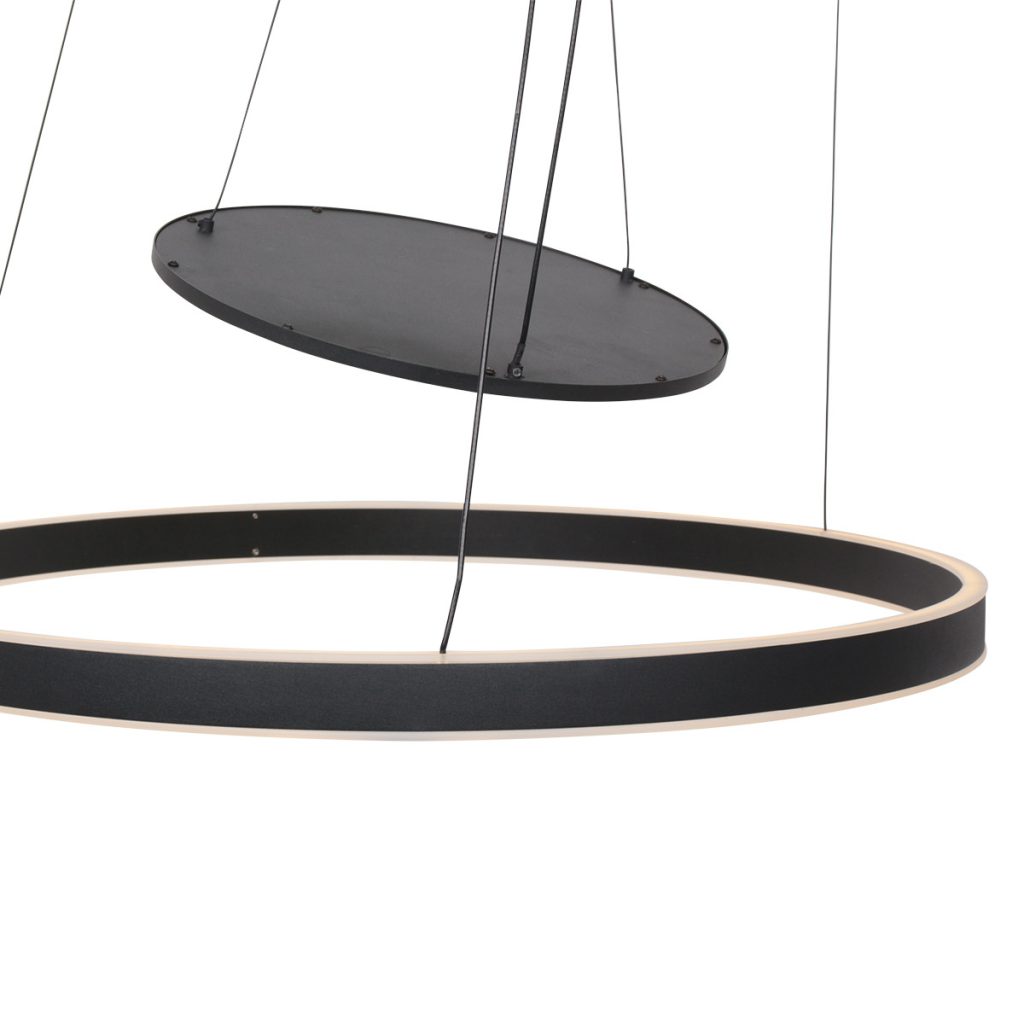 Moderne zwarte metalen hanglamp Steinhauer Ringlux - Afbeelding 4