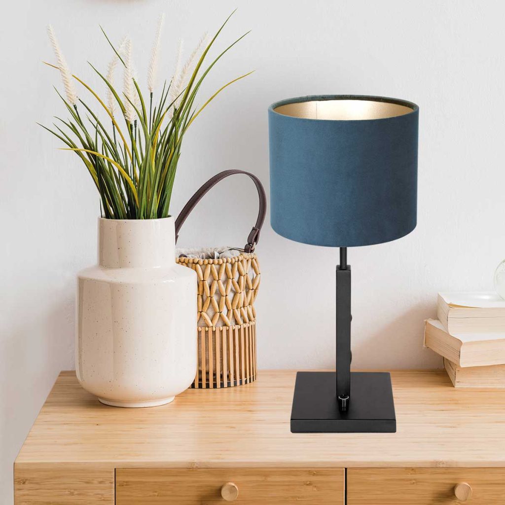 Moderne schemerlamp met blauwe kap Steinhauer Stang - Afbeelding 3