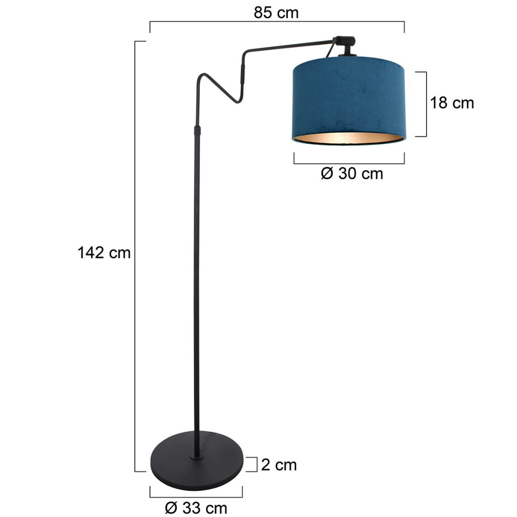 Moderne staande lamp met donkerblauwe kap Steinhauer Linstrom - Afbeelding 6