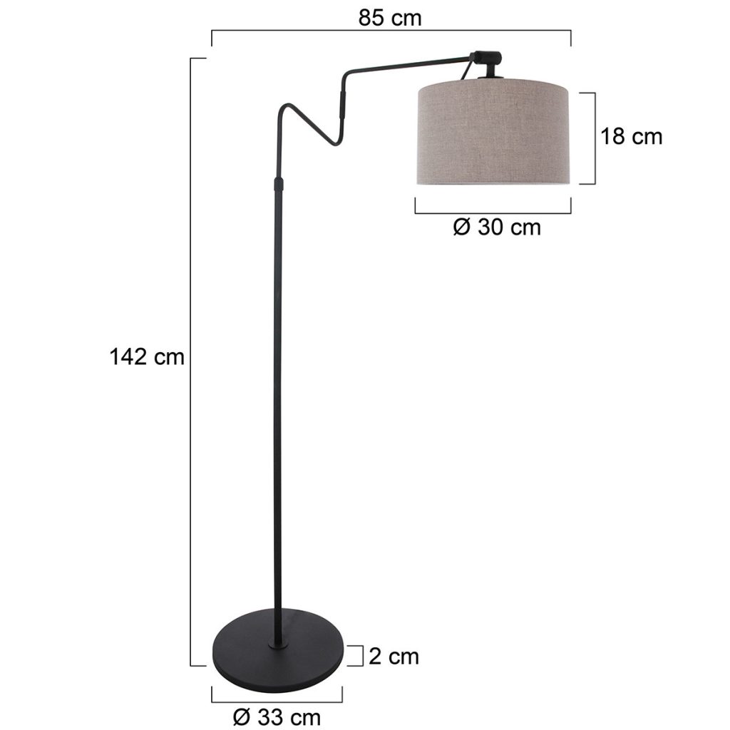 Moderne staande lamp met donkergrijze kap Steinhauer Linstrom - Afbeelding 6
