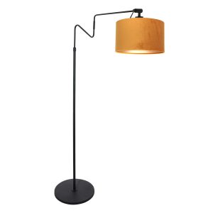 moderne-staande-lamp-met-oranje-kap-vloerlamp-steinhauer-linstrom-goud-en-zwart-3732zw-1