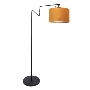 moderne-staande-lamp-met-oranje-kap-vloerlamp-steinhauer-linstrom-goud-en-zwart-3732zw