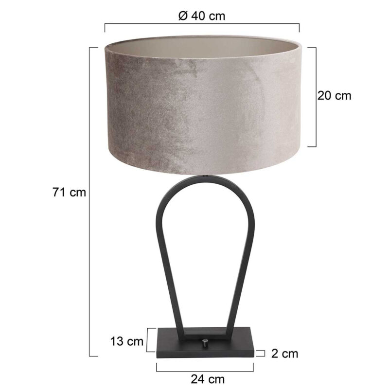 steinhauer-tafellamp-stang-zwart-metaalveloursstof-ø40cm-e27-3505zw-1