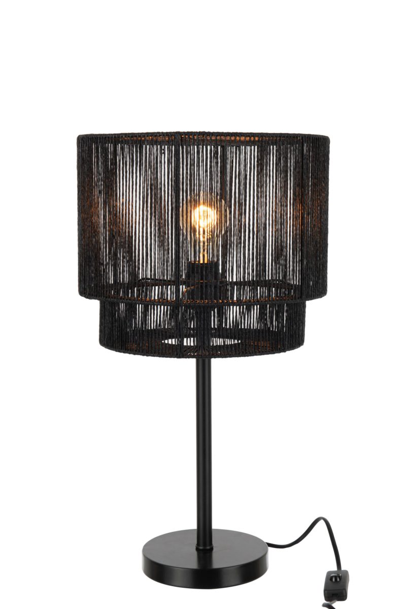 Moderne tafellamp zwart touw Jolipa Paul - Afbeelding 3
