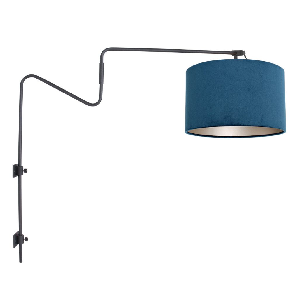 moderne-wandlamp-met-blauw-kap-wandlamp-steinhauer-linstrom-blauw-en-zwart-3727zw