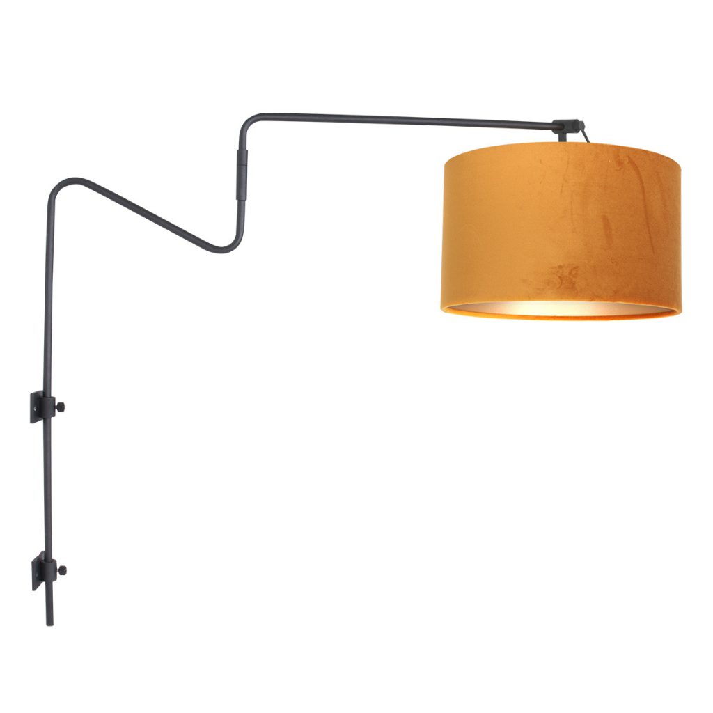 moderne-wandlamp-met-knikkende-arm-en-oranje-kap-wandlamp-steinhauer-linstrom-goud-en-zwart-3723zw-1