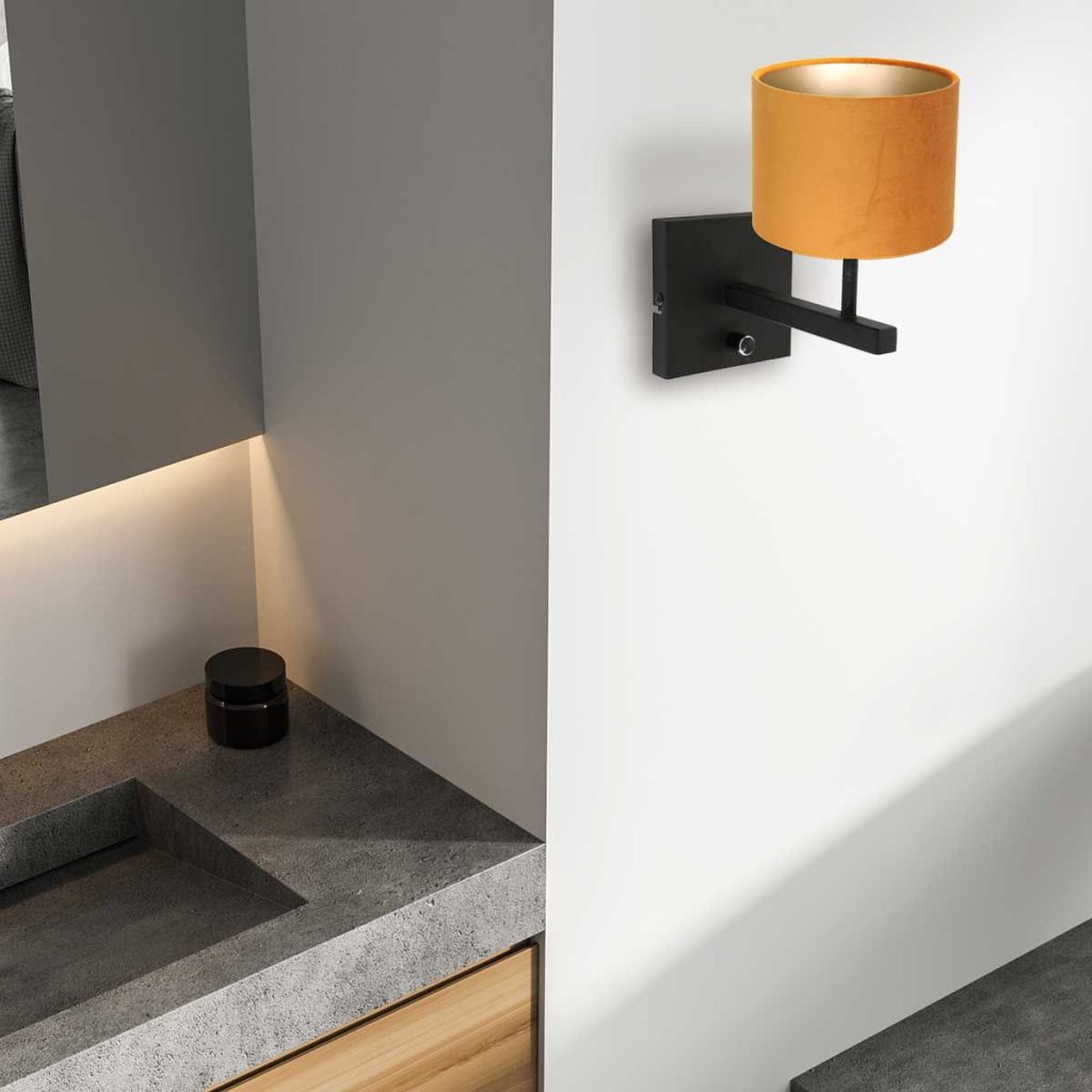 Moderne wandlamp met okergele kap Steinhauer Stang - Afbeelding 3