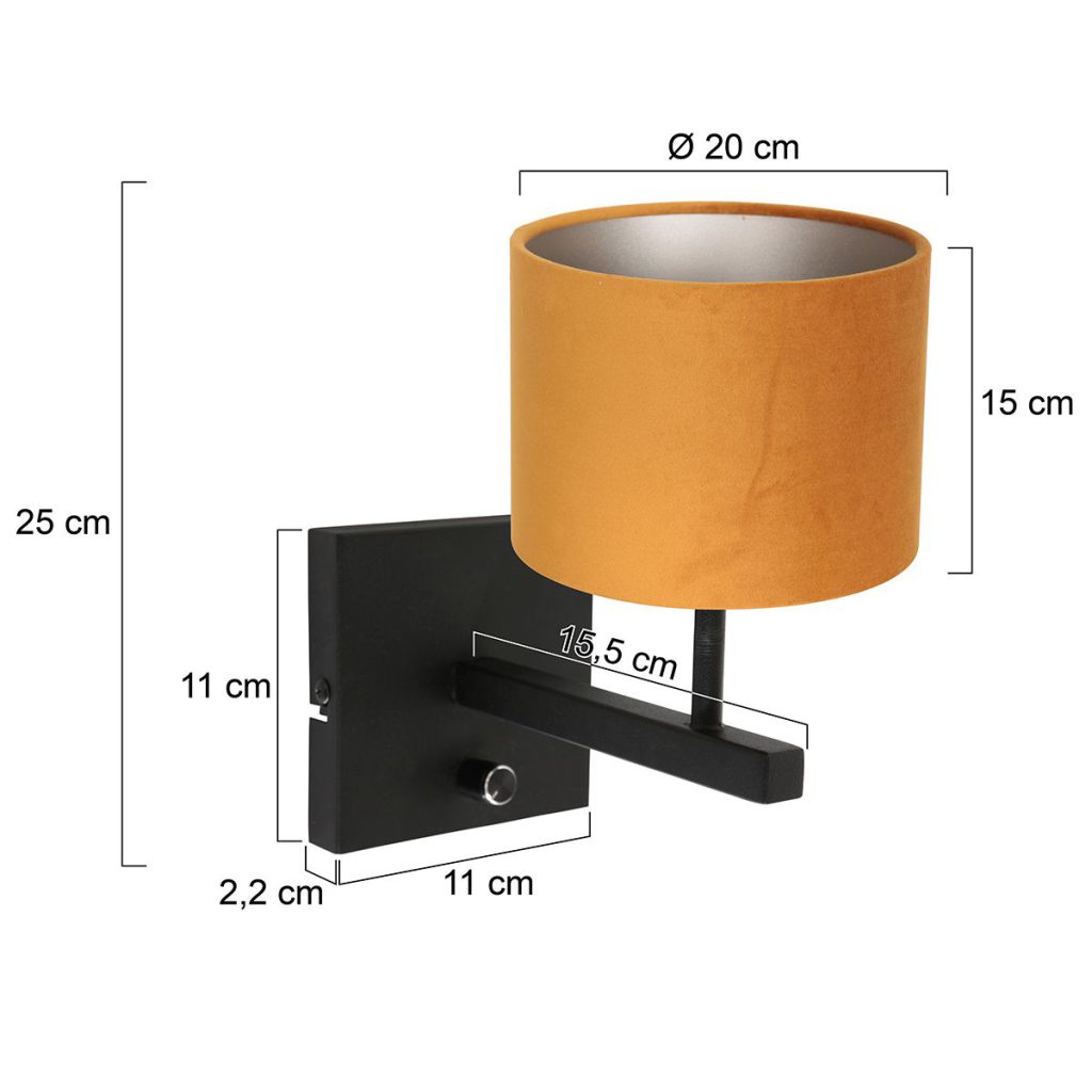 Moderne wandlamp met okergele kap Steinhauer Stang - Afbeelding 7