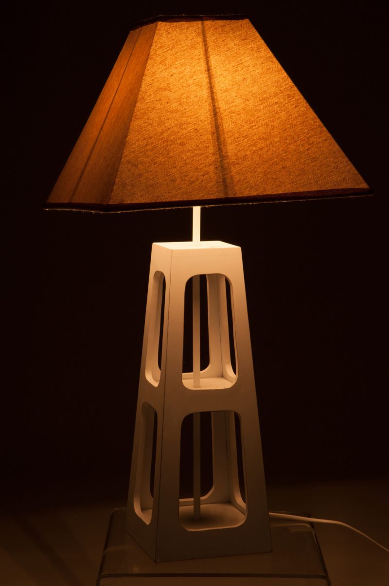 Moderne wit met beige tafellamp Jolipa Simon - Afbeelding 4