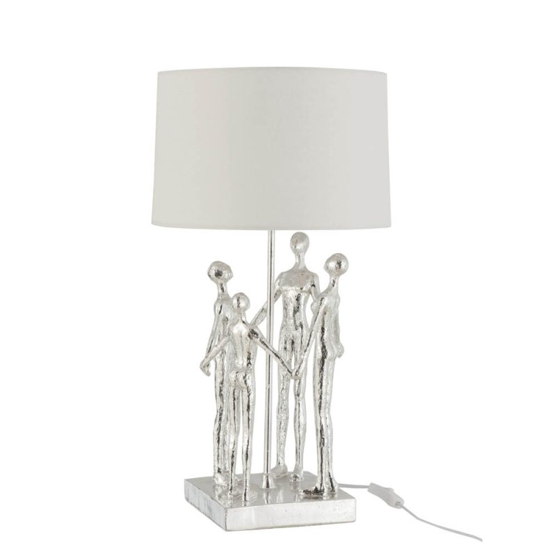 Moderne zilver met witte tafellamp Jolipa Figures poly - Afbeelding 2