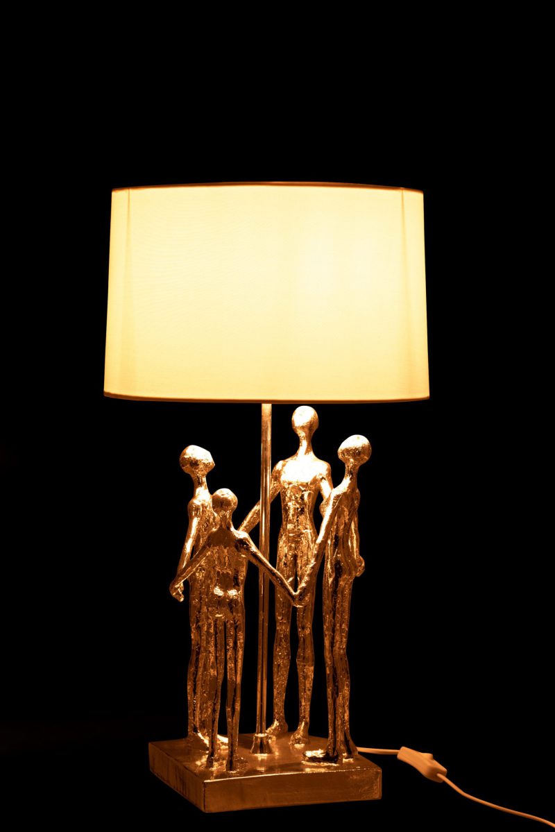 Moderne zilver met witte tafellamp Jolipa Figures poly - Afbeelding 4