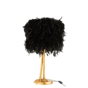 moderne-zwart-gouden-tafellamp-struisvogelveren-jolipa-paws-poly-6468-1