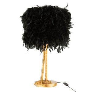 moderne-zwart-gouden-tafellamp-struisvogelveren-jolipa-paws-poly-6468