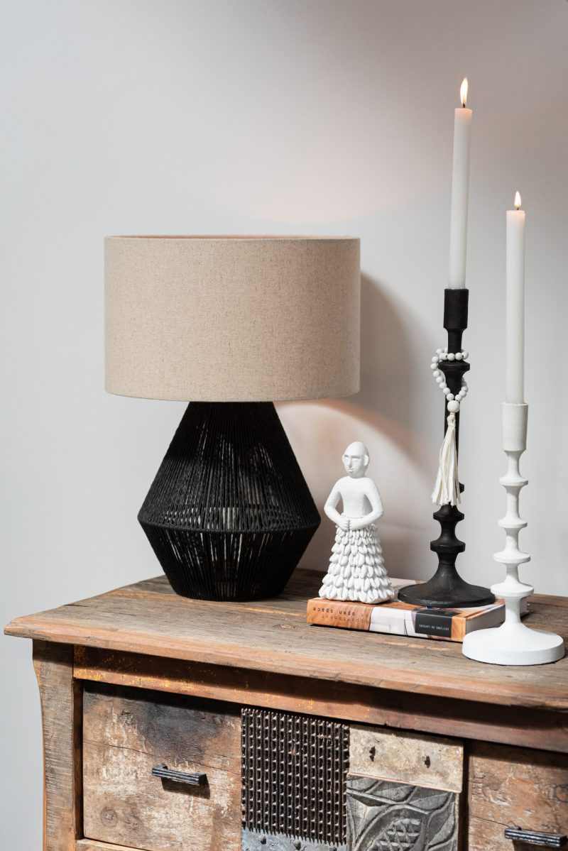 Moderne zwart met beige tafellamp Jolipa String - Afbeelding 3