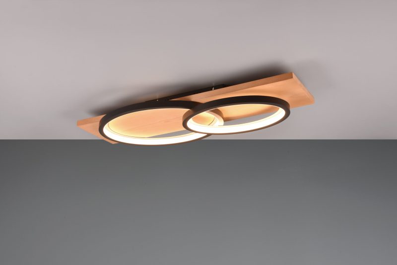 Moderne zwart met houten plafondlamp Barca - Afbeelding 3