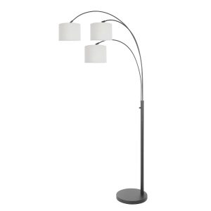 moderne-zwarte-booglamp-drie-lichts-vloerlamp-steinhauer-sparkled-light-linnenwit-en-zwart-3825zw-1