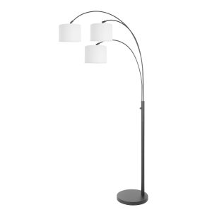 moderne-zwarte-booglamp-met-witte-kappen-vloerlamp-steinhauer-sparkled-light-wit-en-zwart-3822zw-1
