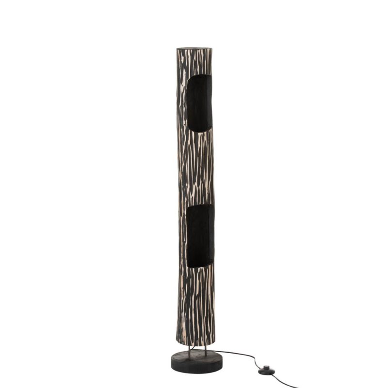 Moderne zwarte houten vloerlamp Jolipa Trunk - Afbeelding 2