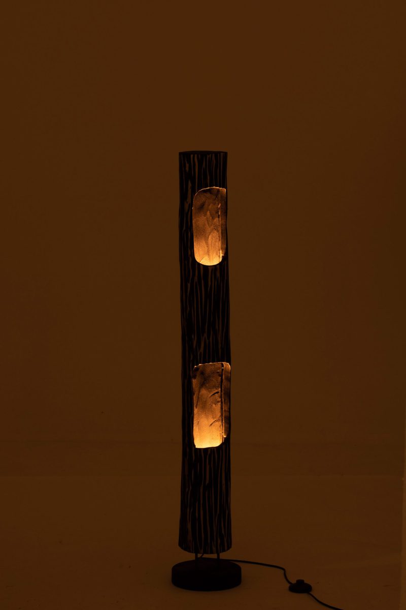 Moderne zwarte houten vloerlamp Jolipa Trunk - Afbeelding 5