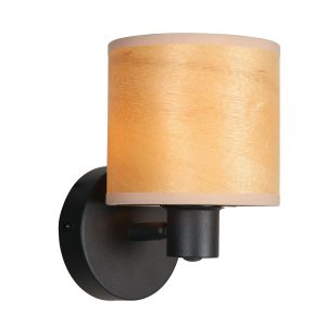 moderne-zwarte-muurlamp-met-kap-spot-steinhauer-bambus-naturel-en-zwart-3665zw-1