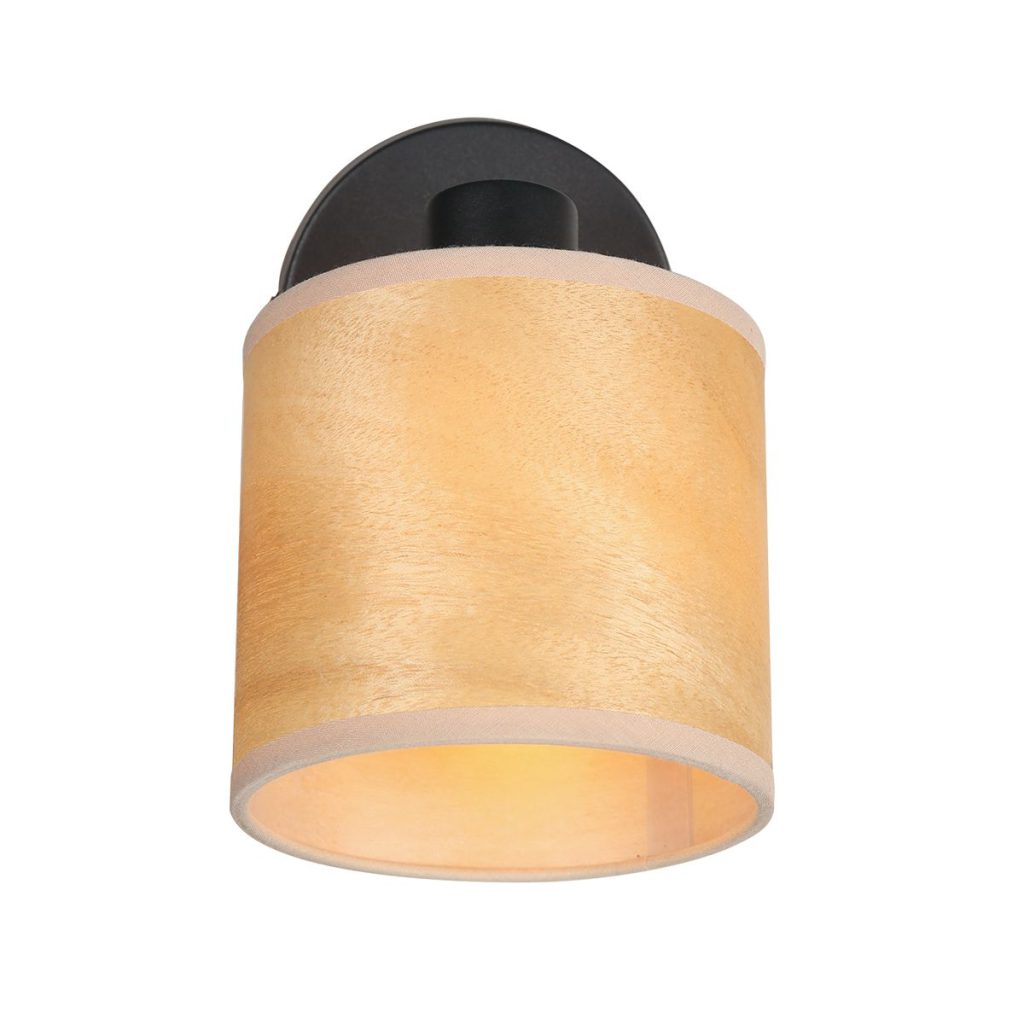 moderne-zwarte-muurlamp-met-kap-spot-steinhauer-bambus-naturel-en-zwart-3665zw-10