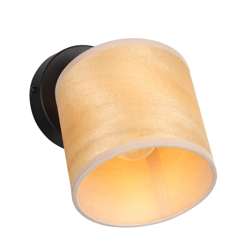 moderne-zwarte-muurlamp-met-kap-spot-steinhauer-bambus-naturel-en-zwart-3665zw-9