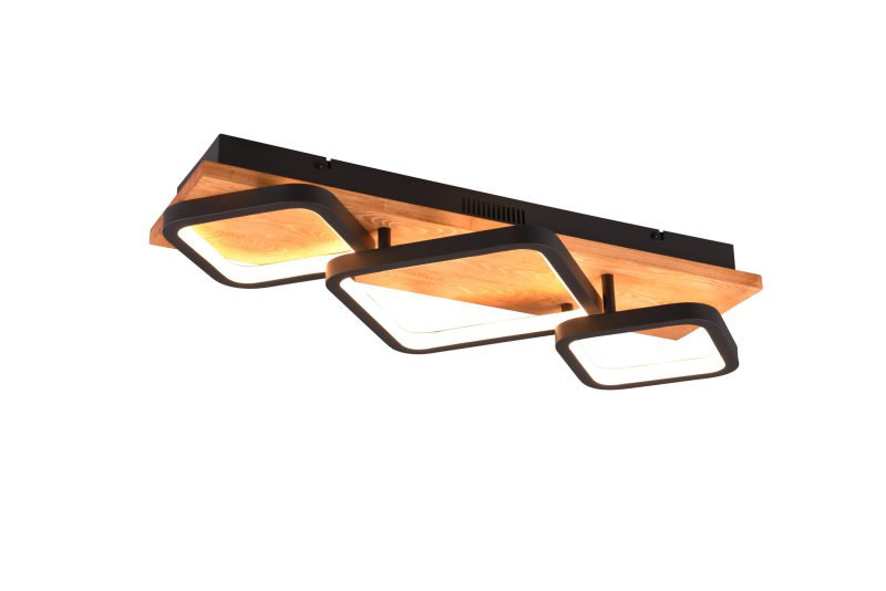 Moderne zwarte plafondlamp met hout Rama - Afbeelding 2