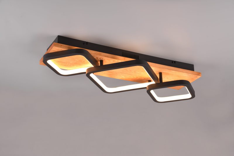 Moderne zwarte plafondlamp met hout Rama - Afbeelding 3