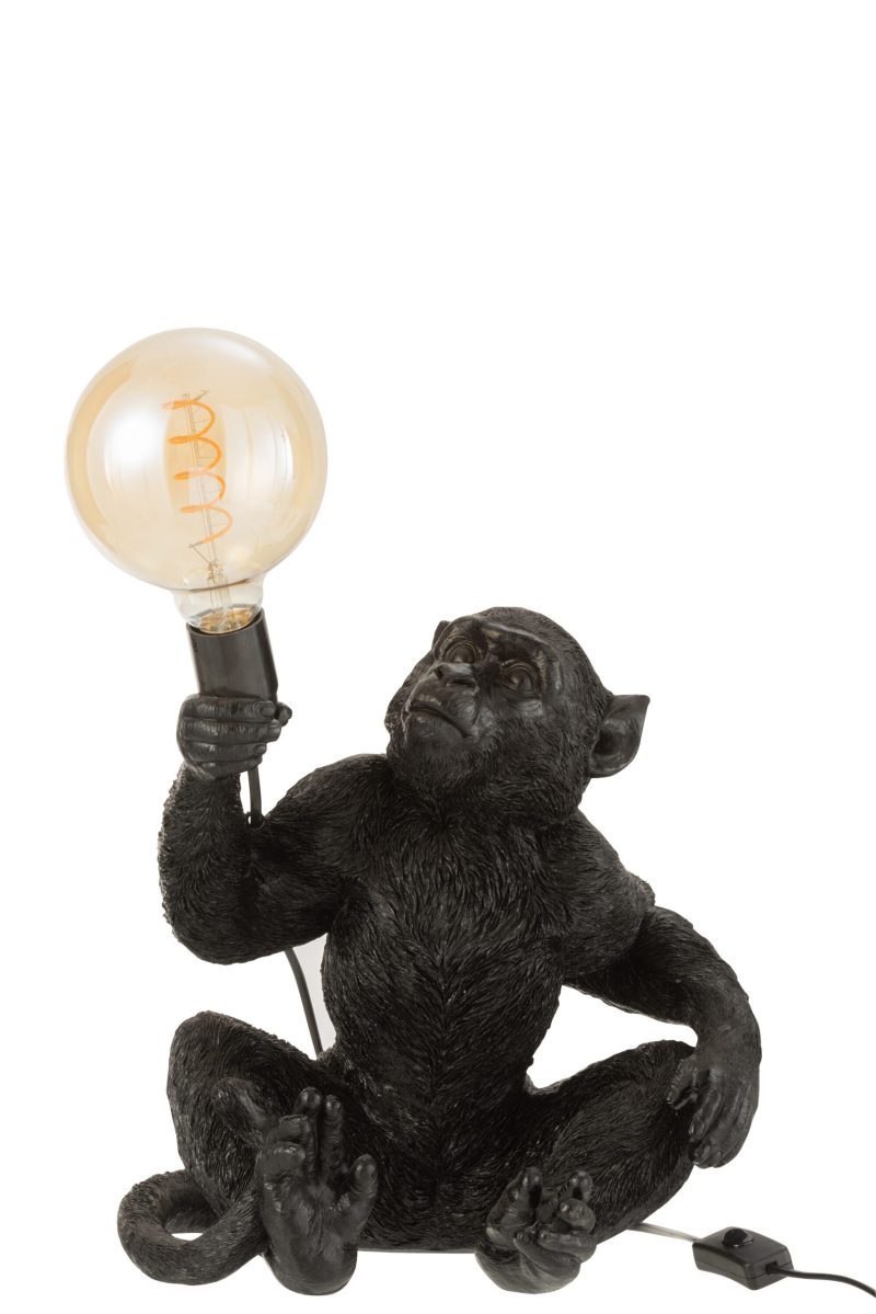 Moderne zwarte tafellamp aap Jolipa Monkey poly - Afbeelding 3