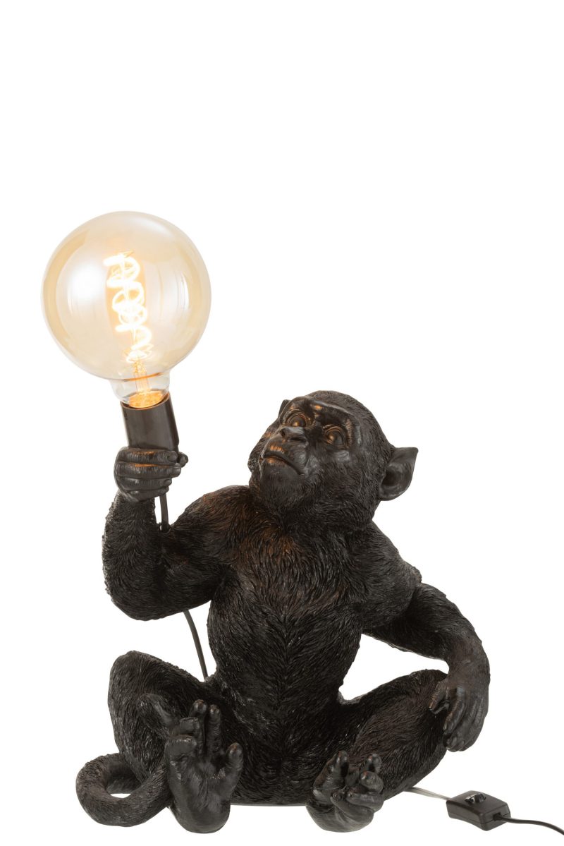 Moderne zwarte tafellamp aap Jolipa Monkey poly - Afbeelding 4