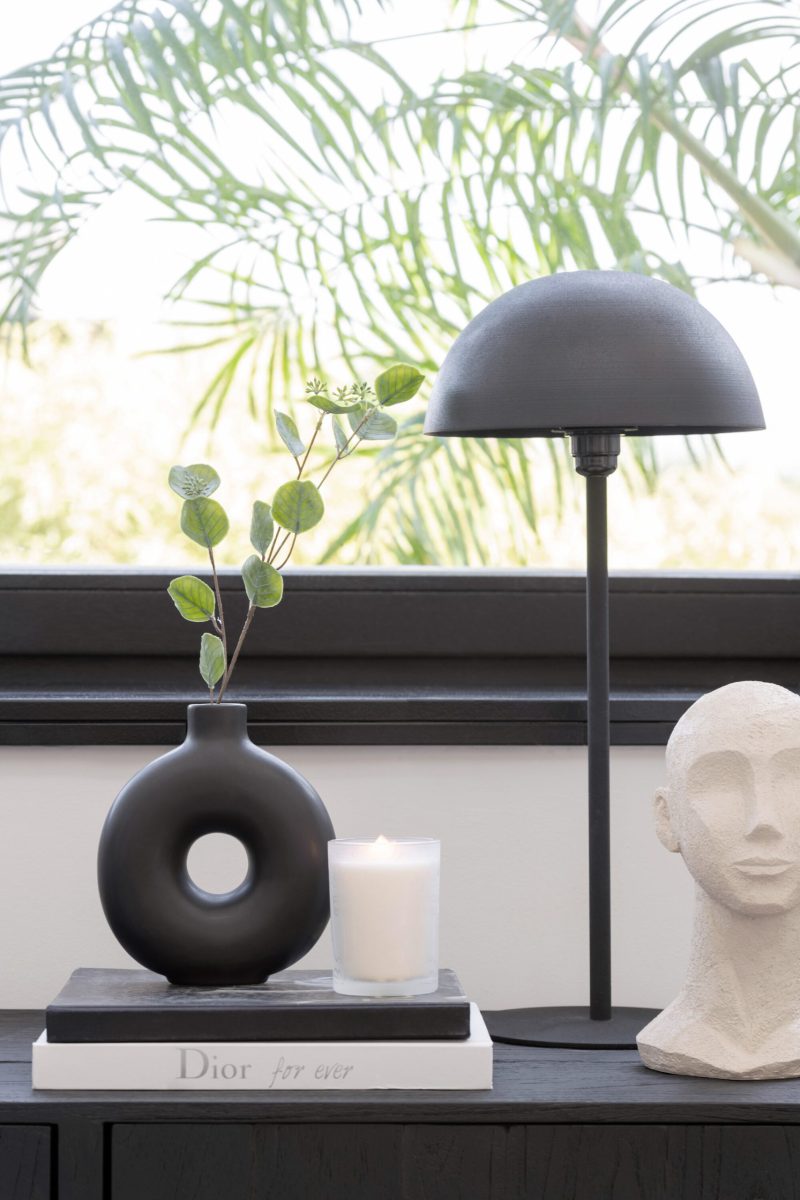 Moderne zwarte tafellamp bolvormige kap Jolipa Mushroom - Afbeelding 3