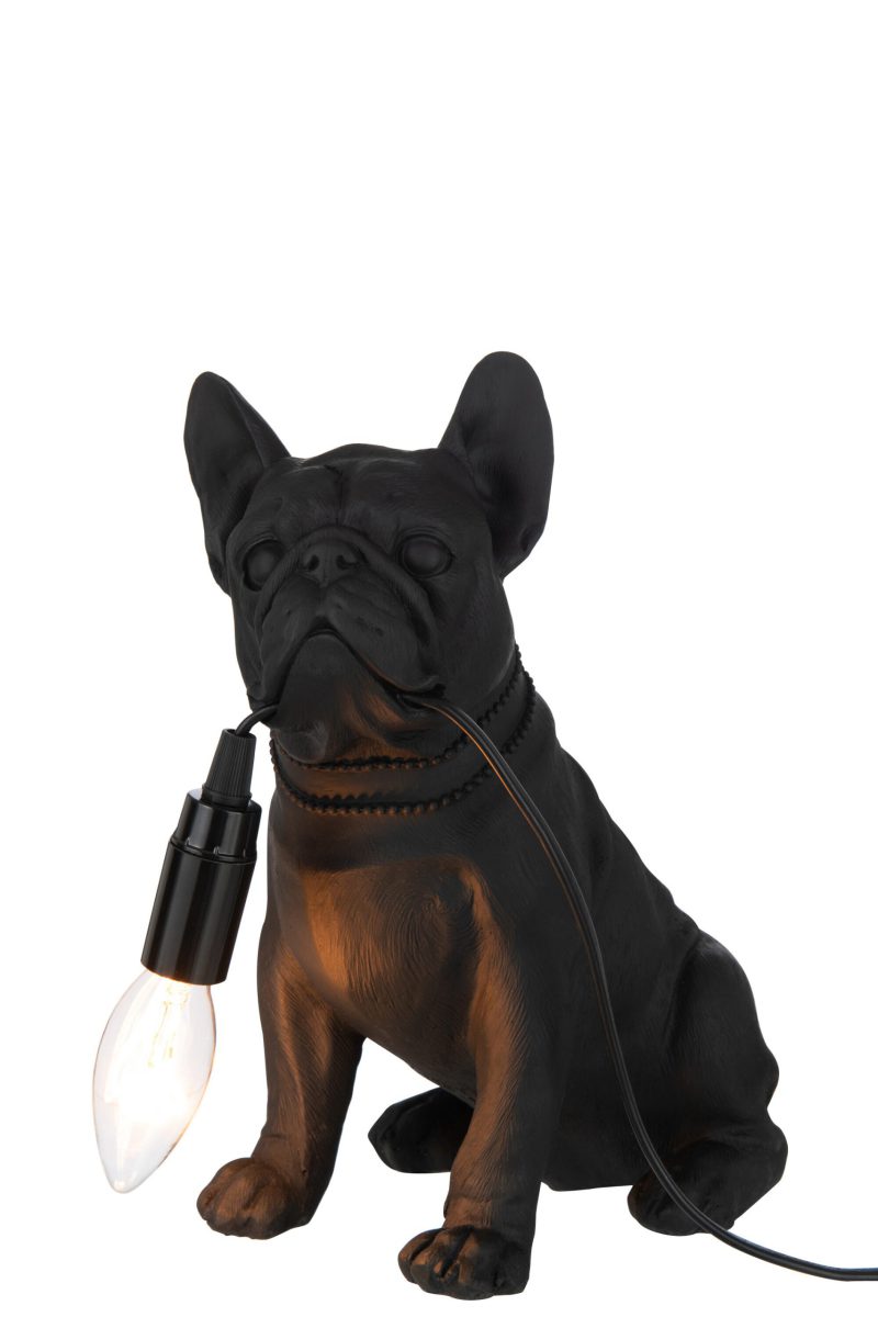 Moderne zwarte tafellamp hond Jolipa Bulldog poly - Afbeelding 4