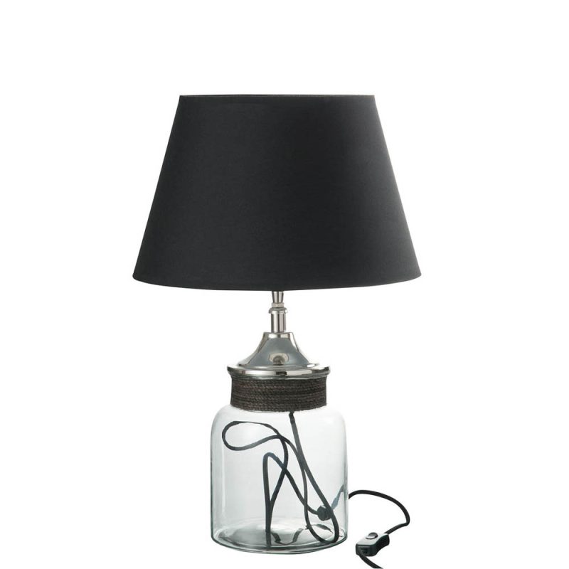 Moderne zwarte tafellamp met glazen voet Jolipa Simba - Afbeelding 2