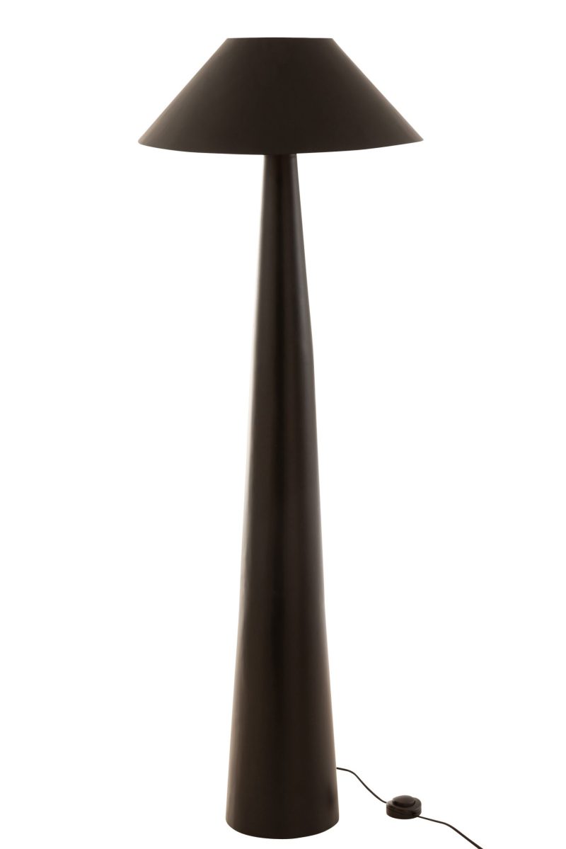 Moderne zwarte vloerlamp kegelvormige voet Jolipa Charlie - Afbeelding 4