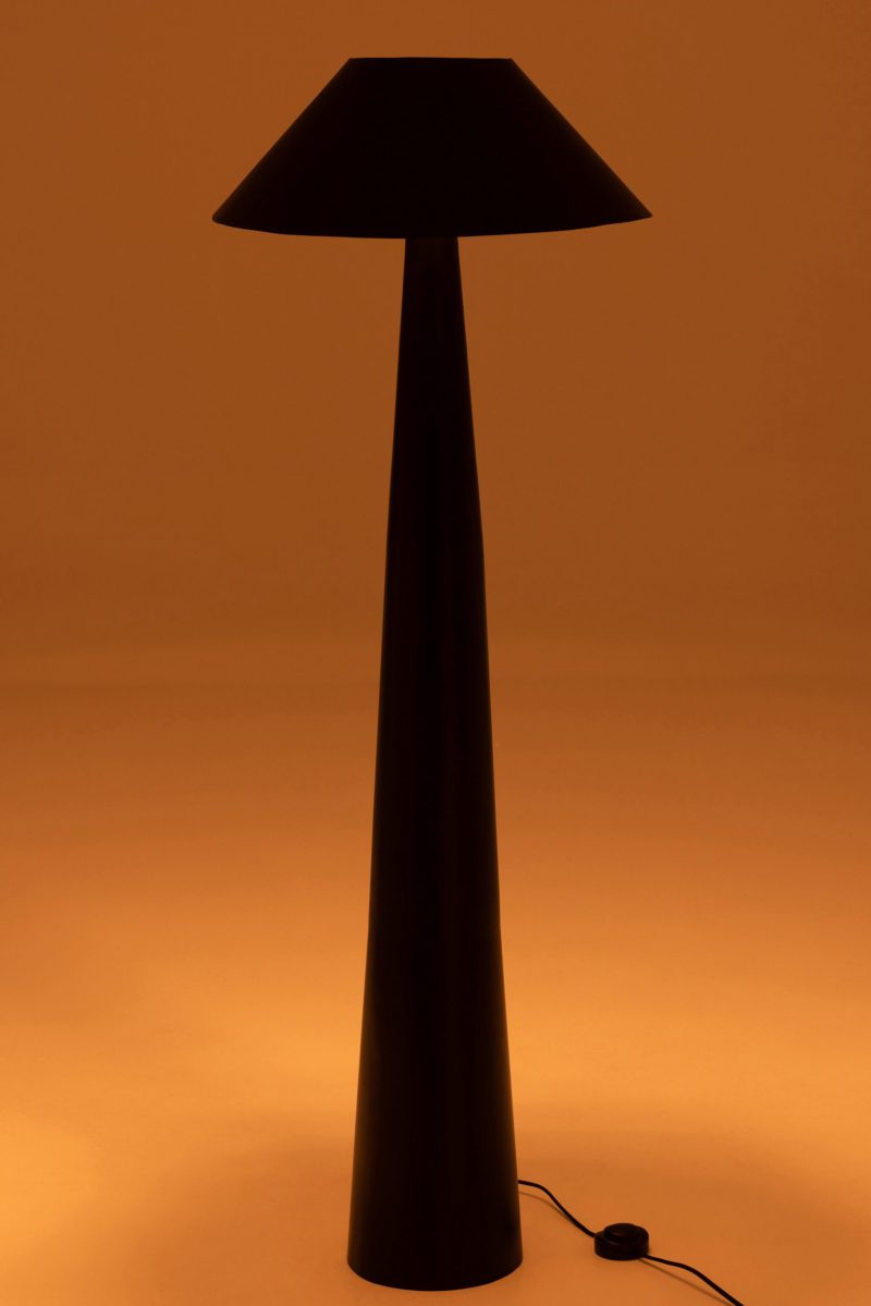 Moderne zwarte vloerlamp kegelvormige voet Jolipa Charlie - Afbeelding 5