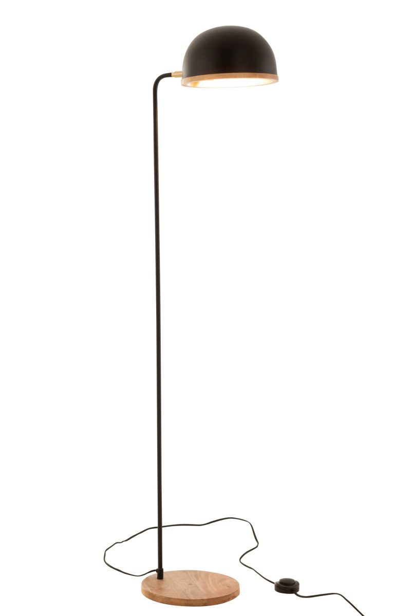 Moderne zwarte vloerlamp met hout Jolipa Evy - Afbeelding 4