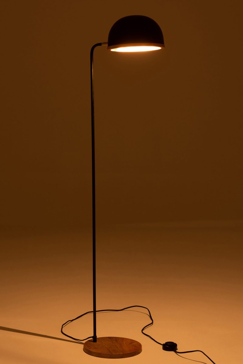 Moderne zwarte vloerlamp met hout Jolipa Evy - Afbeelding 5