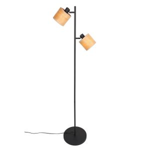 moderne-zwarte-vloerlamp-twee-lichts-vloerlamp-steinhauer-bambus-naturel-en-zwart-3670zw-1