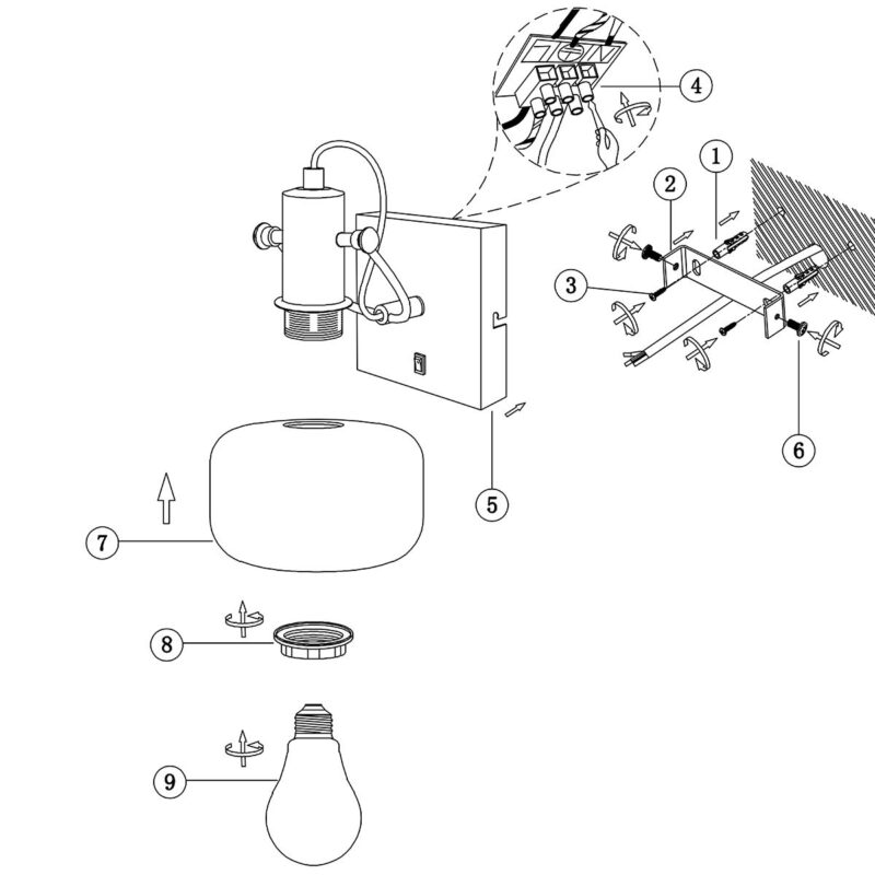 steinhauer-wandlamp-glaslic-zwart-glasmetaal-designlamp-e27-3864zw-1