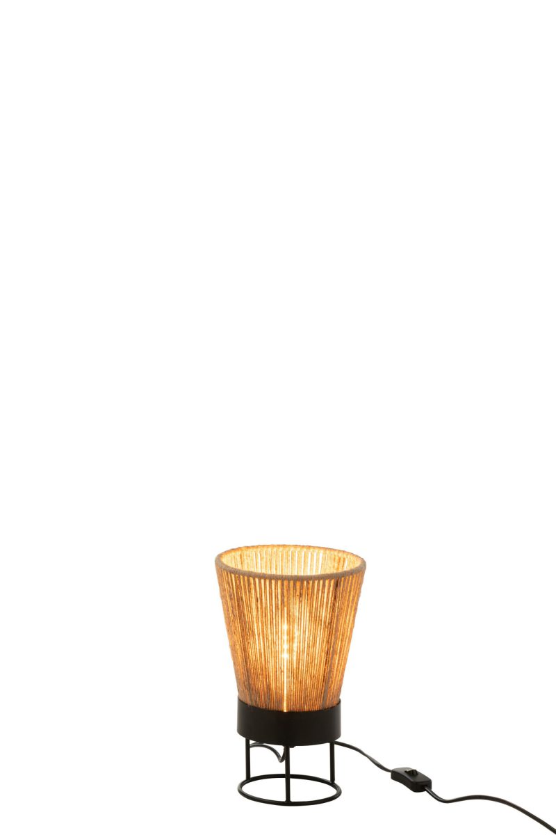 Natuurlijke beige met zwarte tafellamp Jolipa Nina - Afbeelding 4