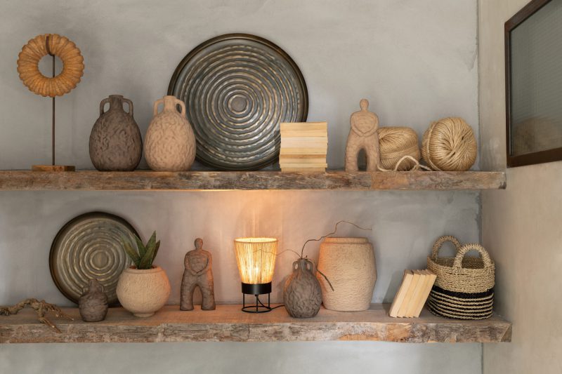 Natuurlijke beige met zwarte tafellamp Jolipa Nina - Afbeelding 6
